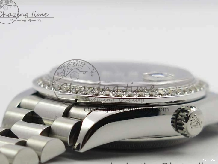 MiroTime 0402 Datejust 31mm 278275 SS Crystal Bezel BP Maker Best Edition Pink Roman Dial Crystal @6 on SS President Bracelet Contemporary 3082